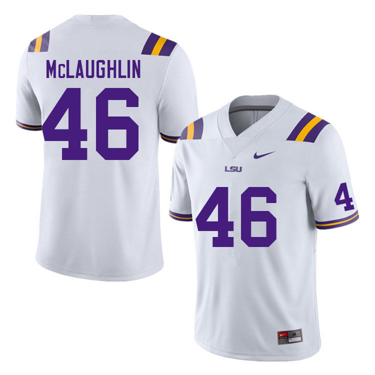 Men #46 Blake McLaughlin LSU Tigers College Football Jerseys Sale-White